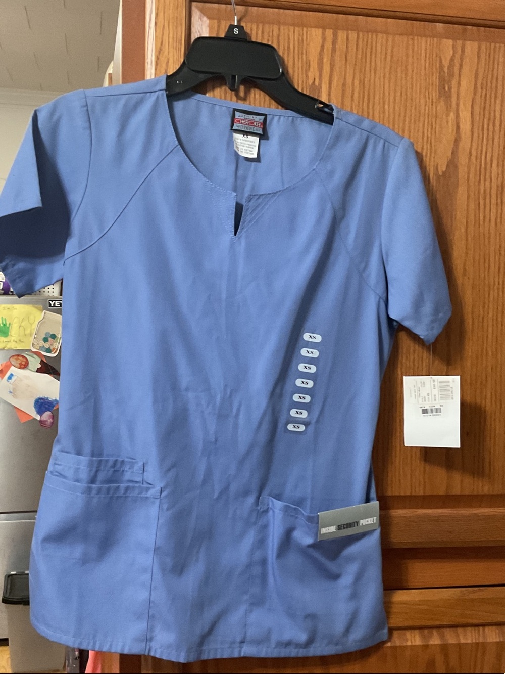 Cherokee Light Blue Medical Scrub Top size XS new with tags